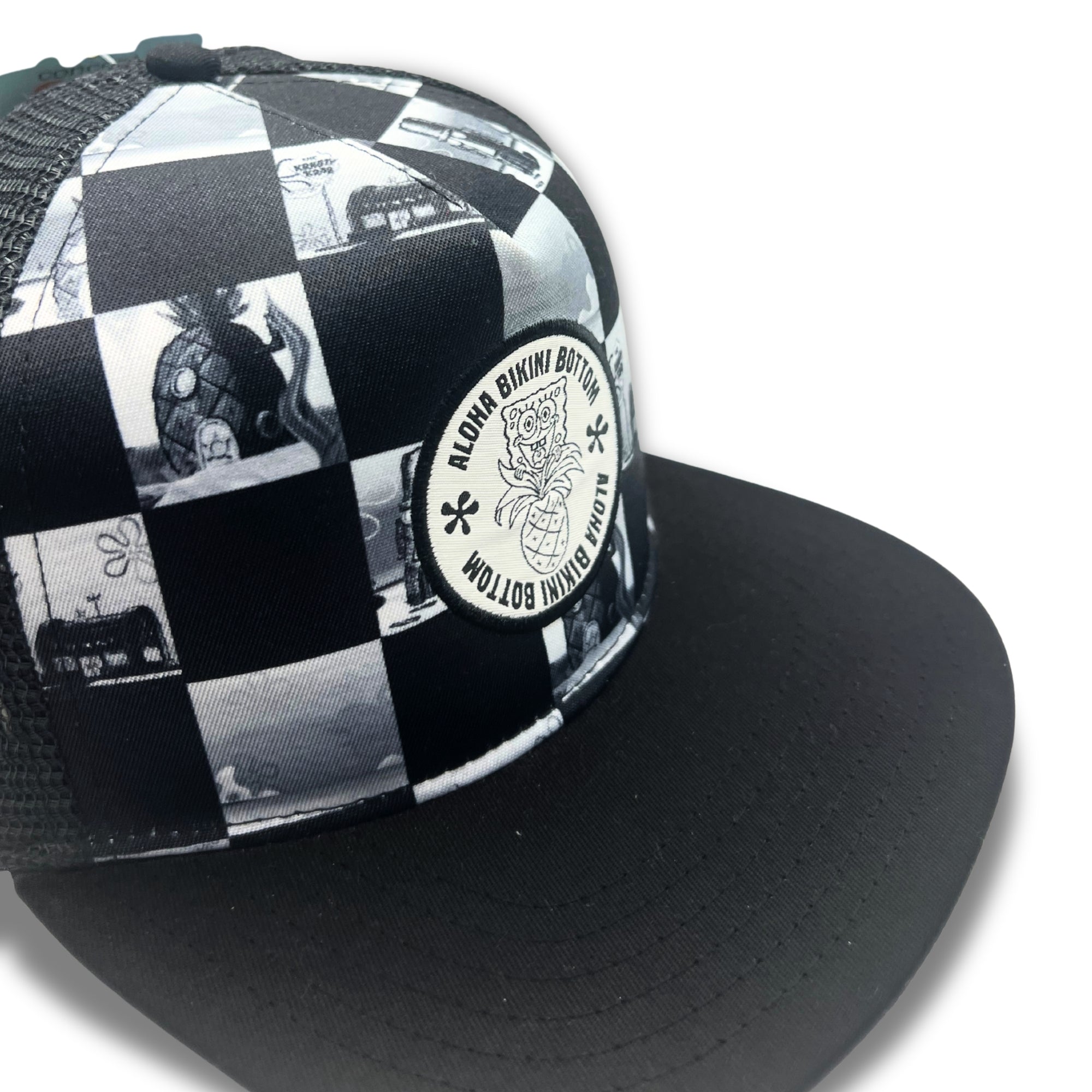 Gorra Bob Esponja Fondo de Bikini Blanco y Negro - Fan Army