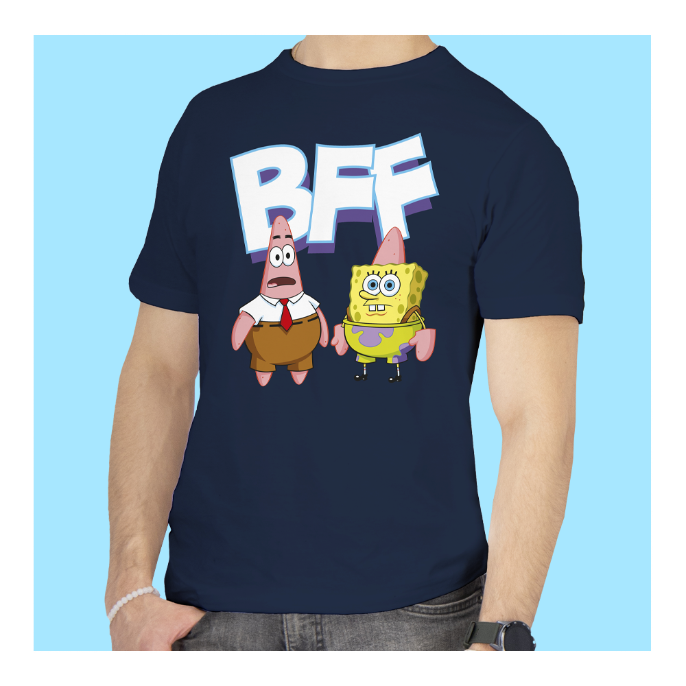 Playera Bob Esponja Hombre Mujer Azul Marino BFF - Fan Army