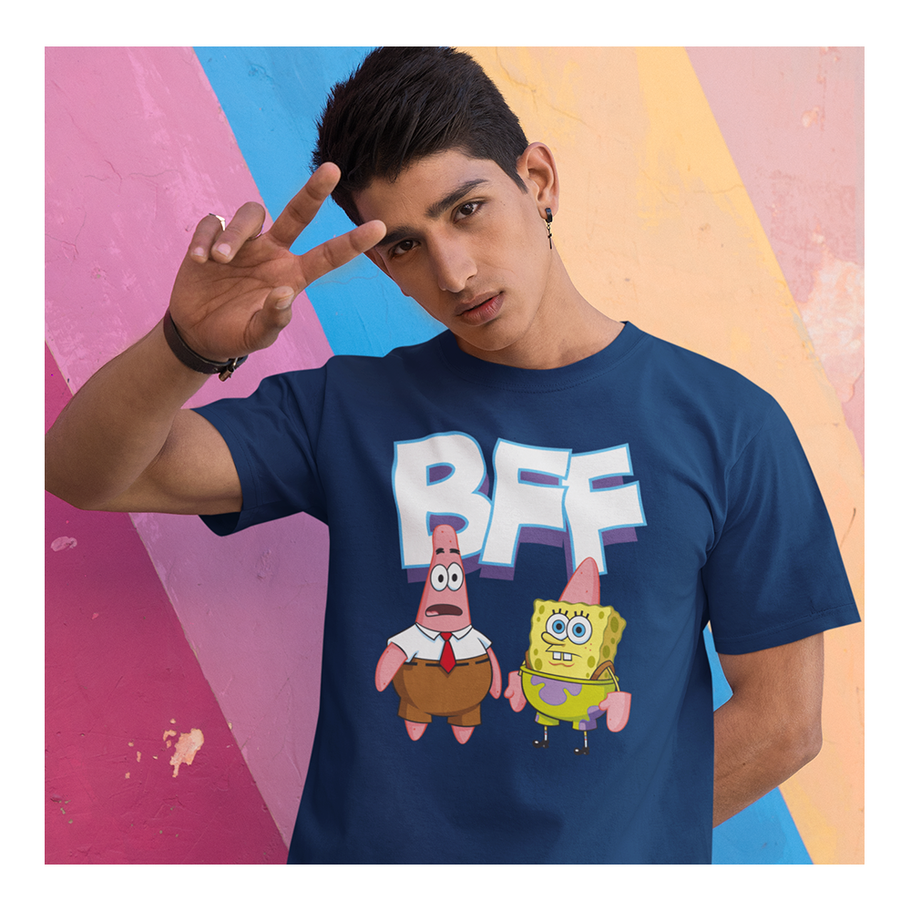 Playera Bob Esponja Hombre Mujer Azul Marino BFF - Fan Army