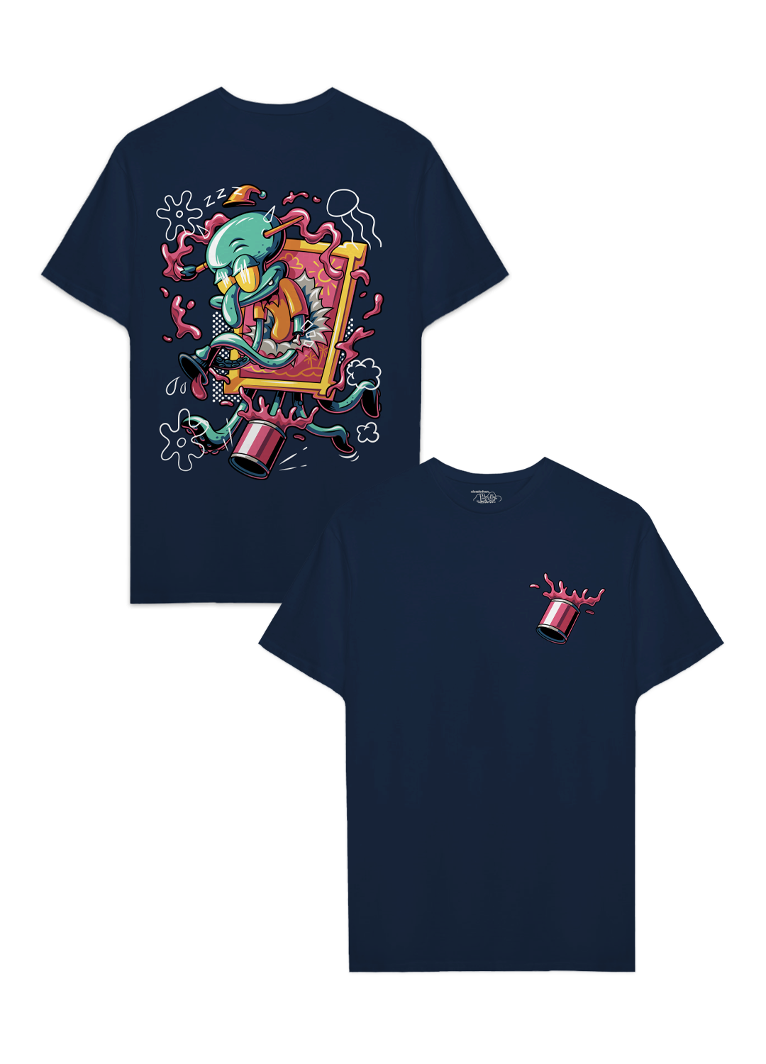 Playera Bob Esponja Hombre Mujer Azul Marino Krustypants Calamardo Art - Fan Army