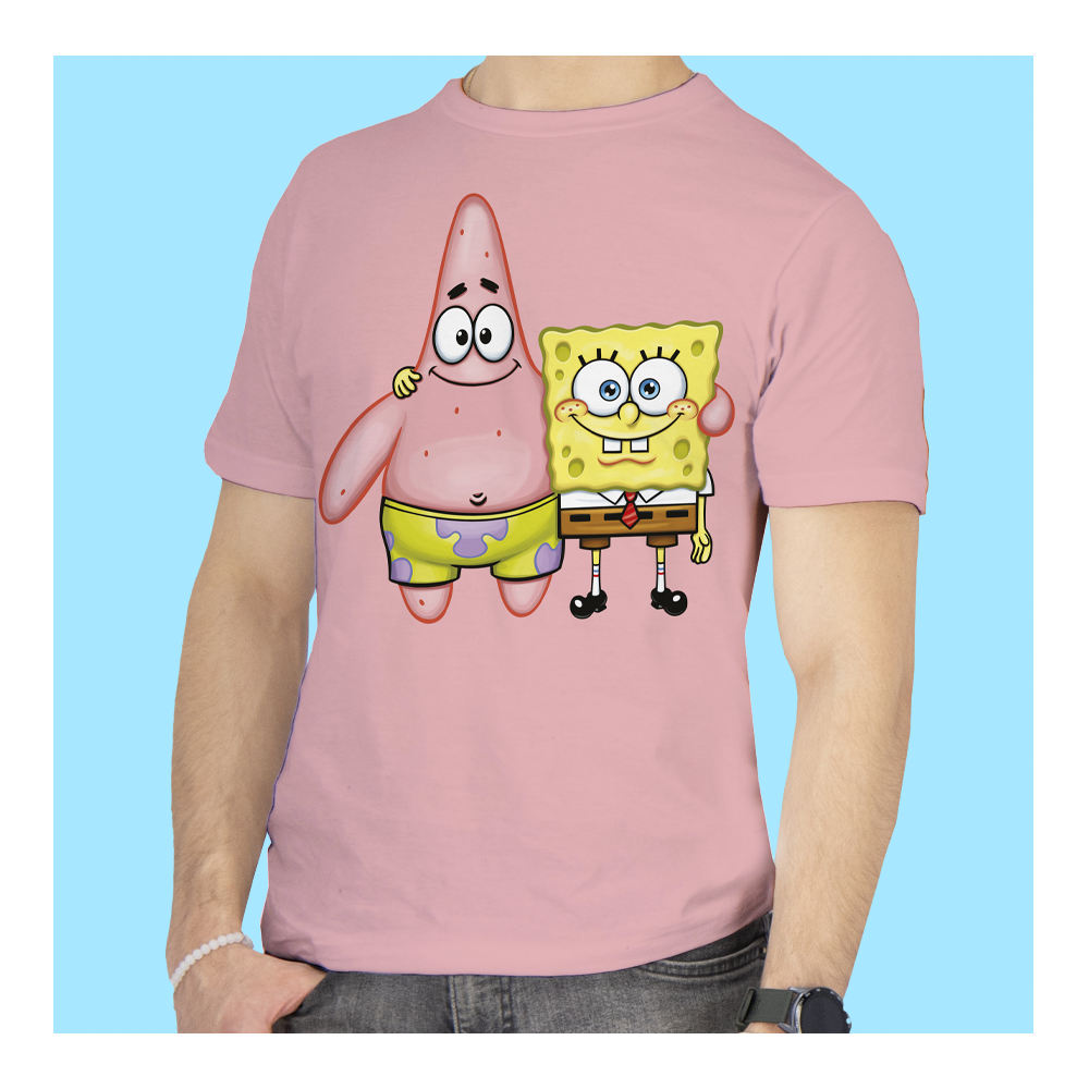 Playera Bob Esponja Hombre Mujer Rosa Hug - Fan Army