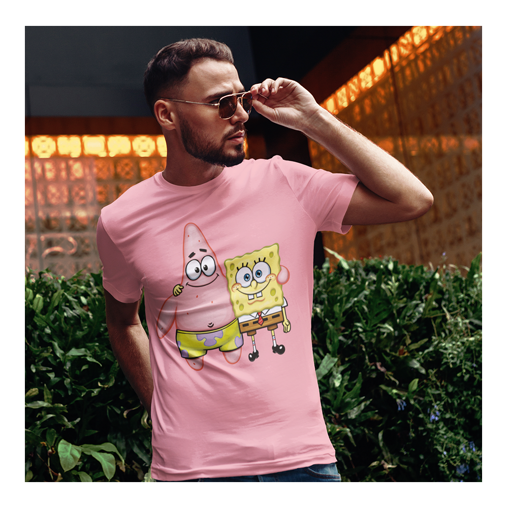 Playera Bob Esponja Hombre Mujer Rosa Hug - Fan Army