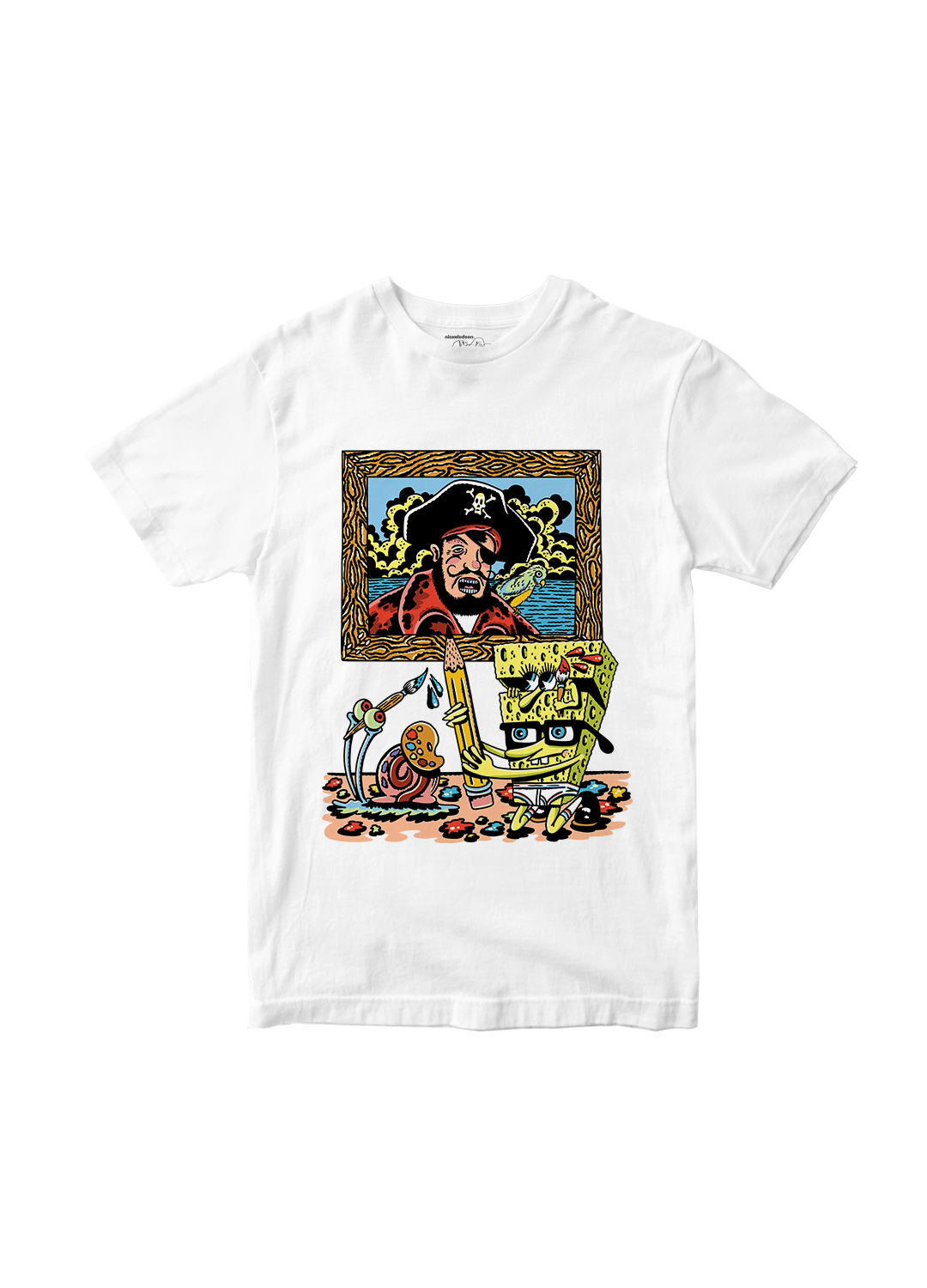 Playera Bob Esponja Hombre Mujer Blanca Patch Paint - Fan Army