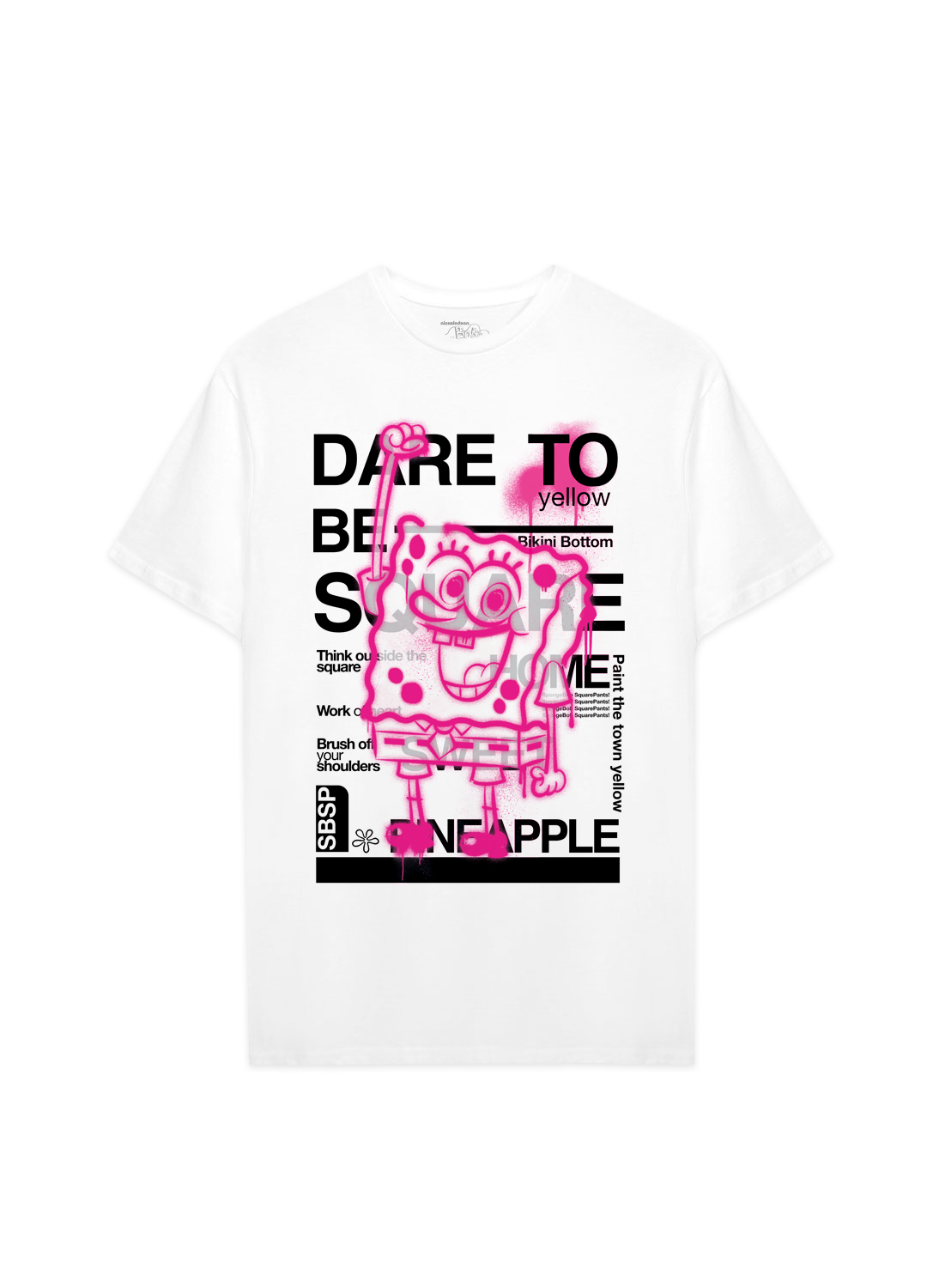 Playera Bob Esponja Hombre Mujer Blanco Dare To - Fan Army