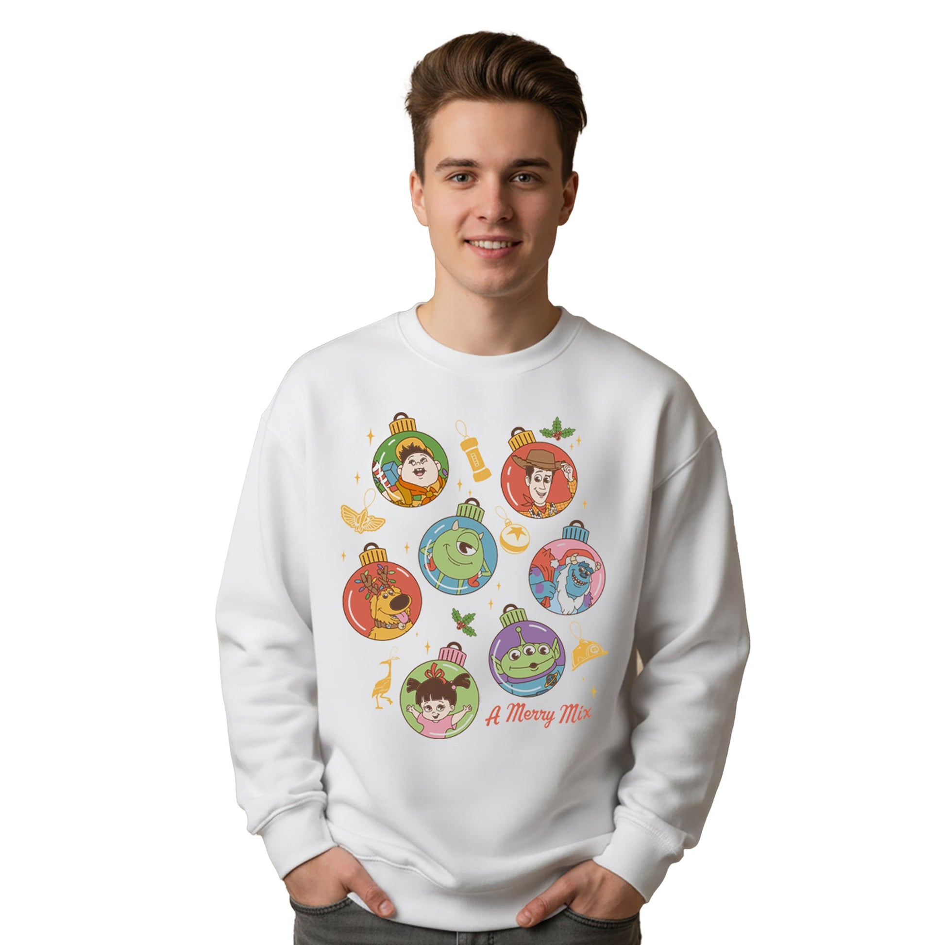 Sudadera Pixar Core Navidad Hombre Mujer Blanco Disney Pixar Original A Merry Mix Pixar - Fan Army