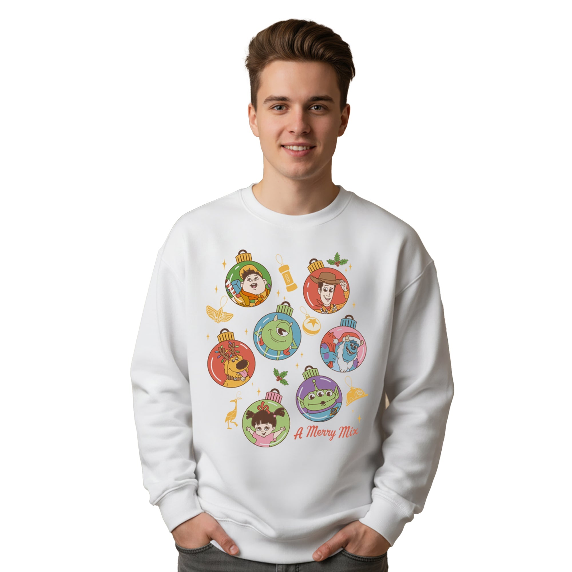 Sudadera Pixar Core Navidad Hombre Mujer Blanco Disney Pixar Original A Merry Mix Pixar - Fan Army