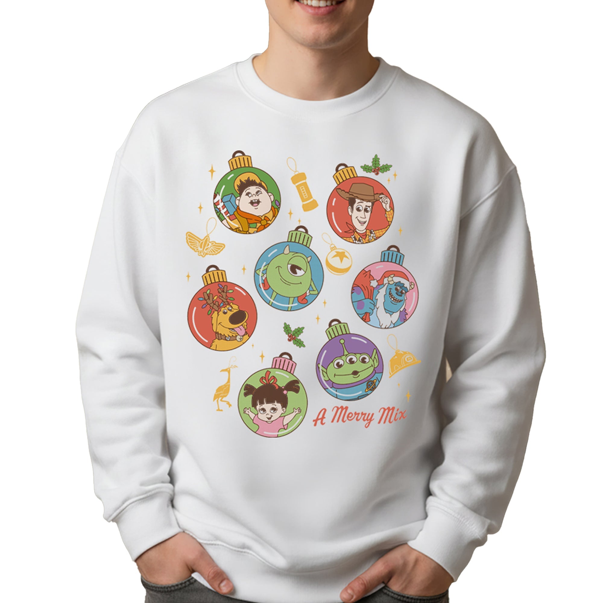 Sudadera Pixar Core Navidad Hombre Mujer Blanco Disney Pixar Original A Merry Mix Pixar - Fan Army