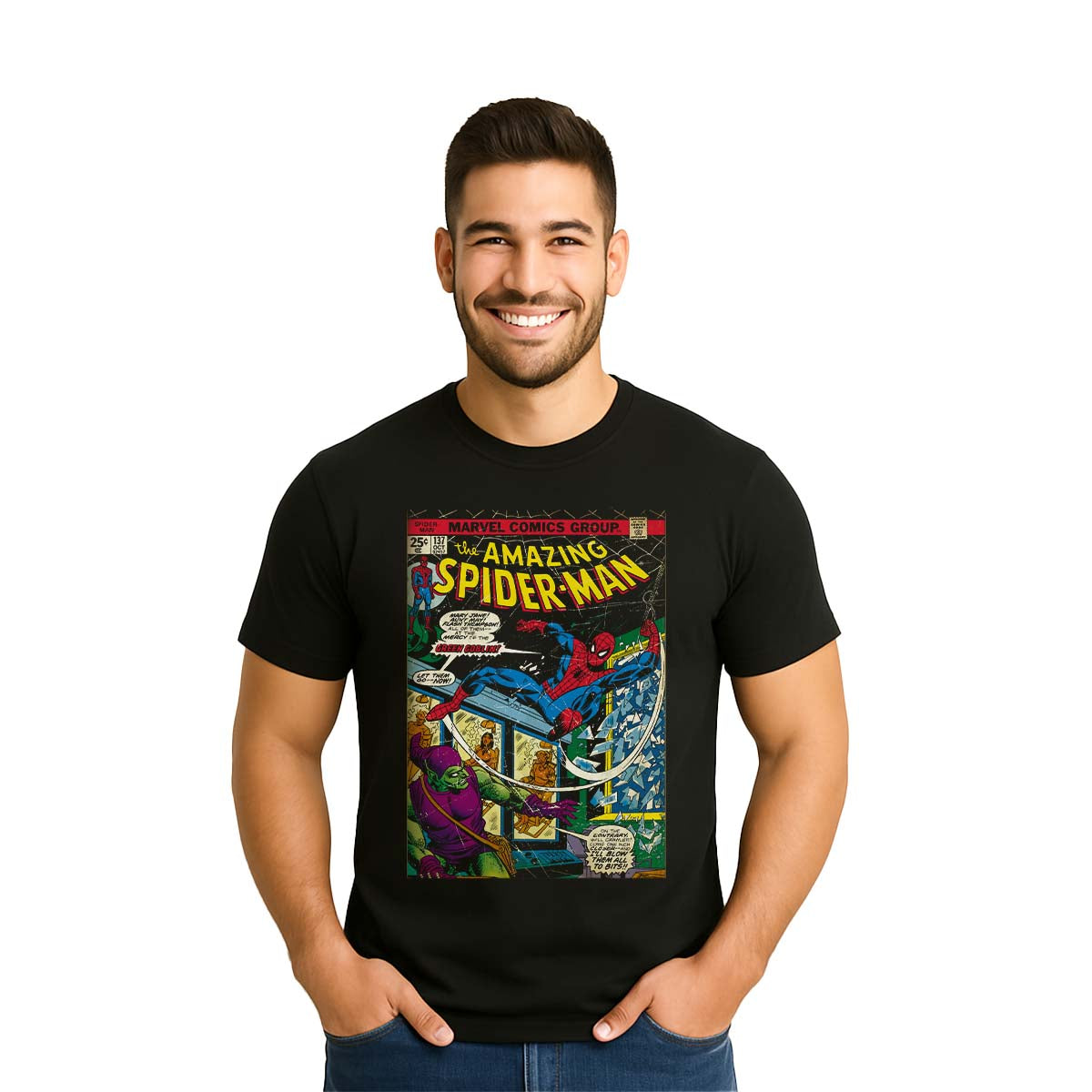 Playera Spider-Man Hombre Mujer Negro Disney Original Amazing Spdier-Man - Fan Army