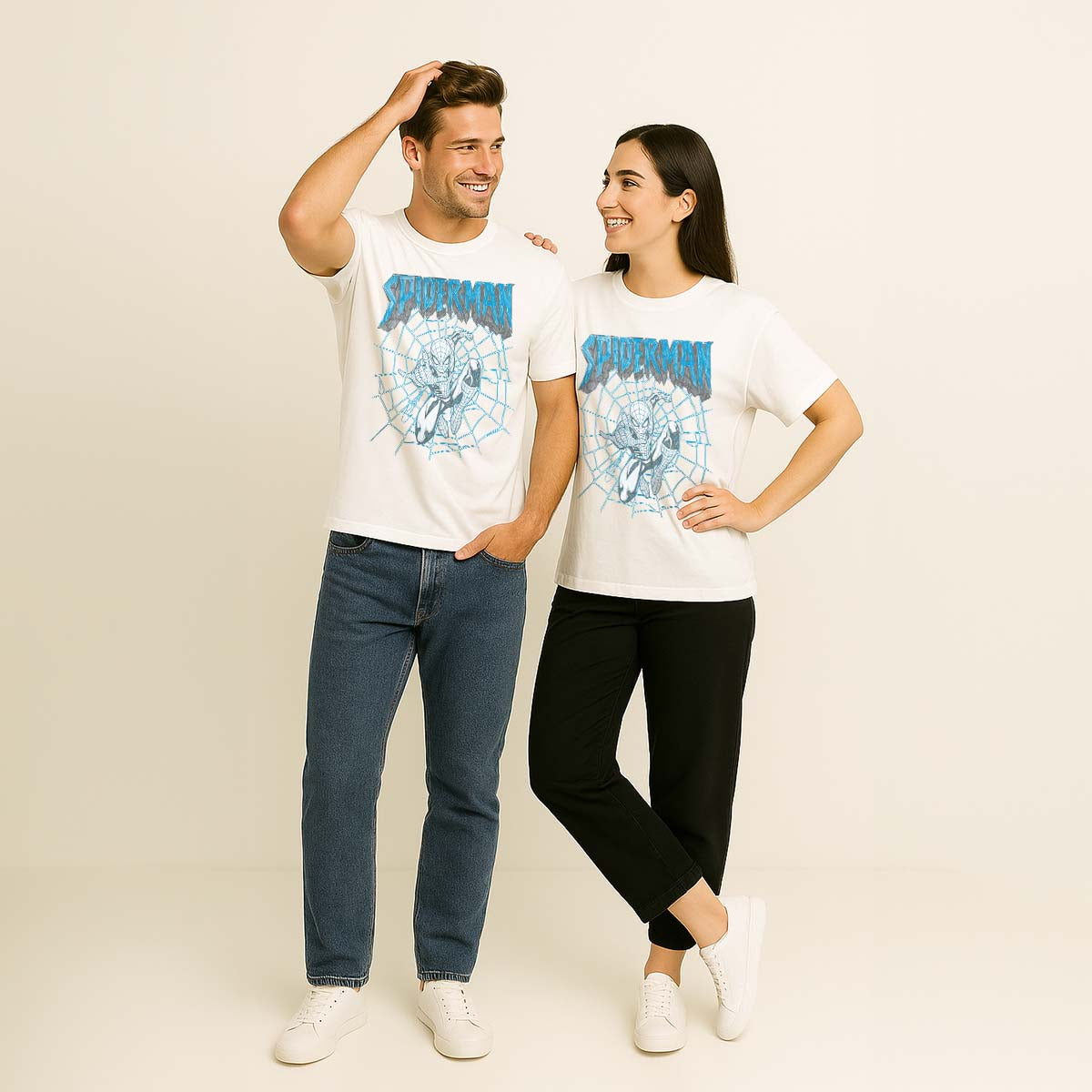 Playera Spider-Man Hombre Mujer Blanco Disney Original Sketch - Fan Army