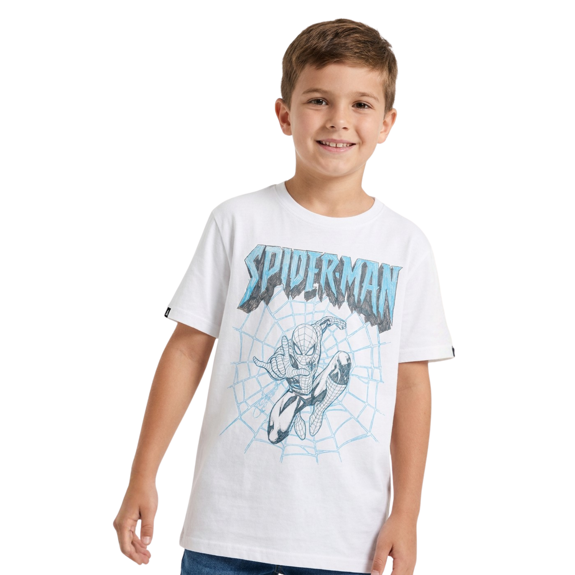 Playera Niño Spider-Man niño Blanco Disney MARVEL Original Sketch Niño - Fan Army