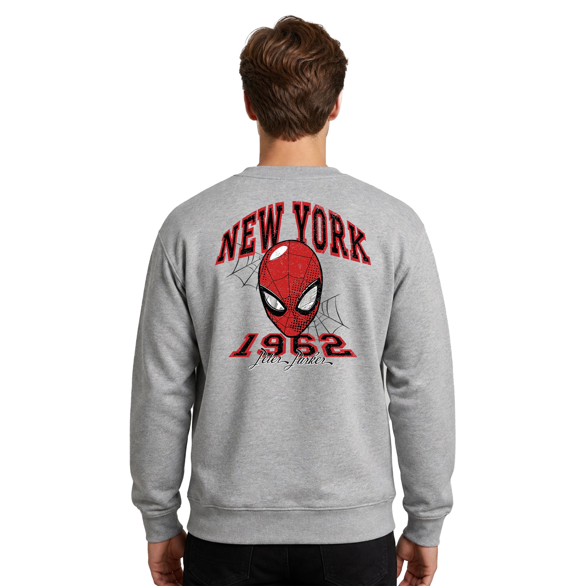 Sudadera Spider-Man Hombre Mujer Gris Disney MARVEL Original Peter Parker