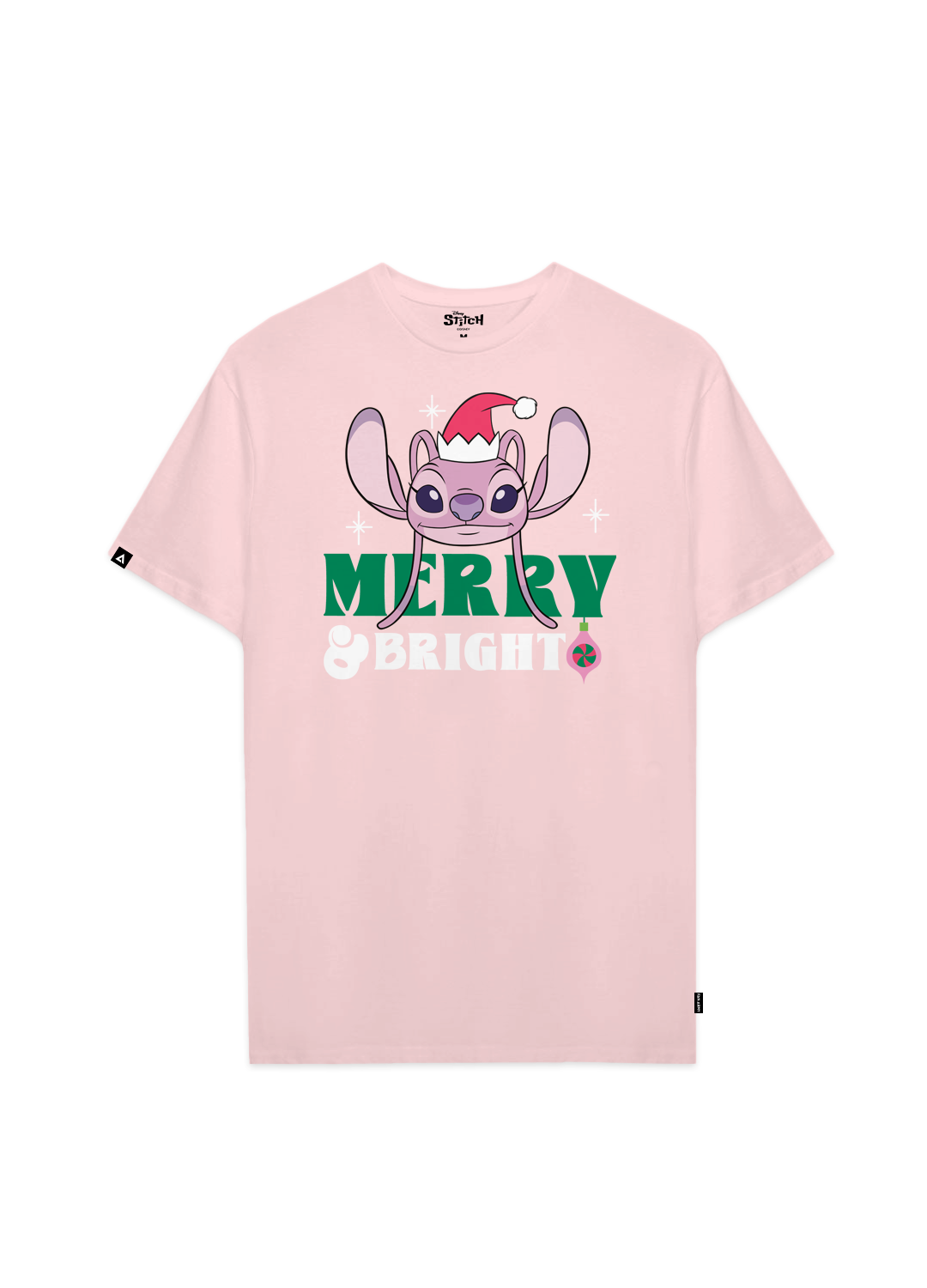 Playera Stitch Navidad Hombre Mujer Rosa Disney Original Merry & Bright Angel - Fan Army