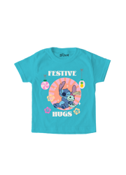 Playera Niño Stitch Navidad Niño Niña Turquesa Disney Original Festive Hugs - Fan Army