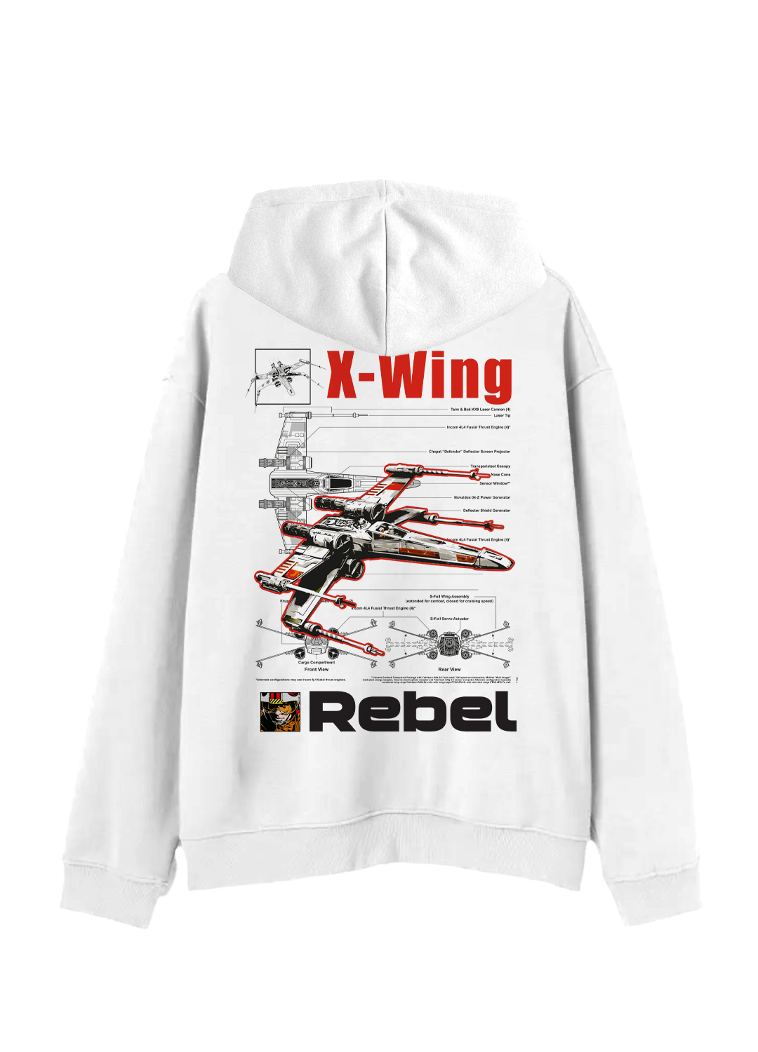 Hoodie Star Wars Hombre Mujer Blanco Disney Original X-Wing