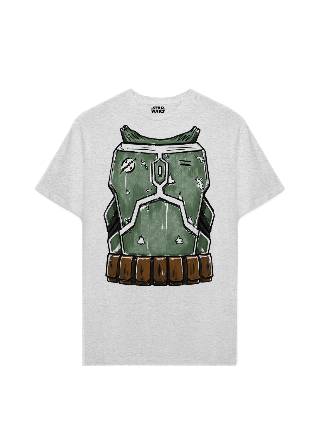 Playera Star Wars Hombre Mujer Gris Disney Original Torso Boba Fett - Fan Army