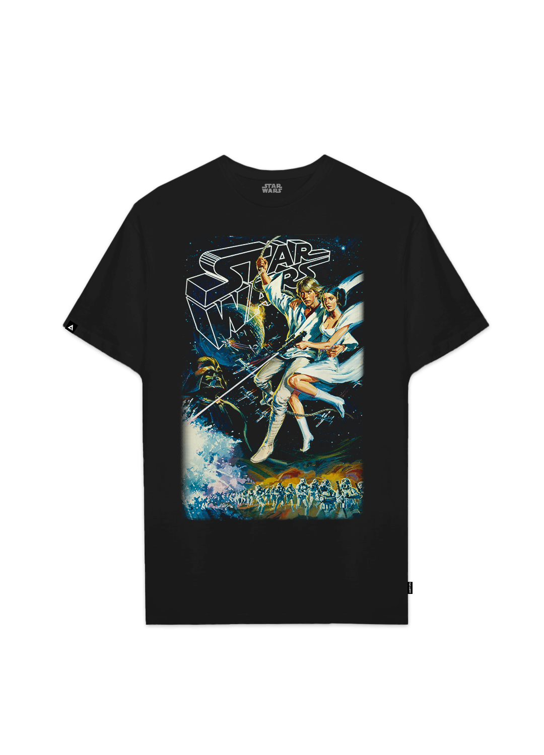 Playera Star Wars Hombre Mujer Negro Disney Original Luke Skywalker y Princesa Leia