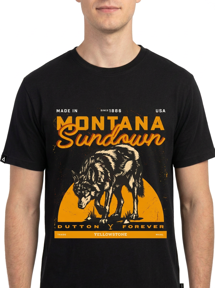 Playera Yellowstone Hombre Mujer Negro Paramount Original Montana Sundown