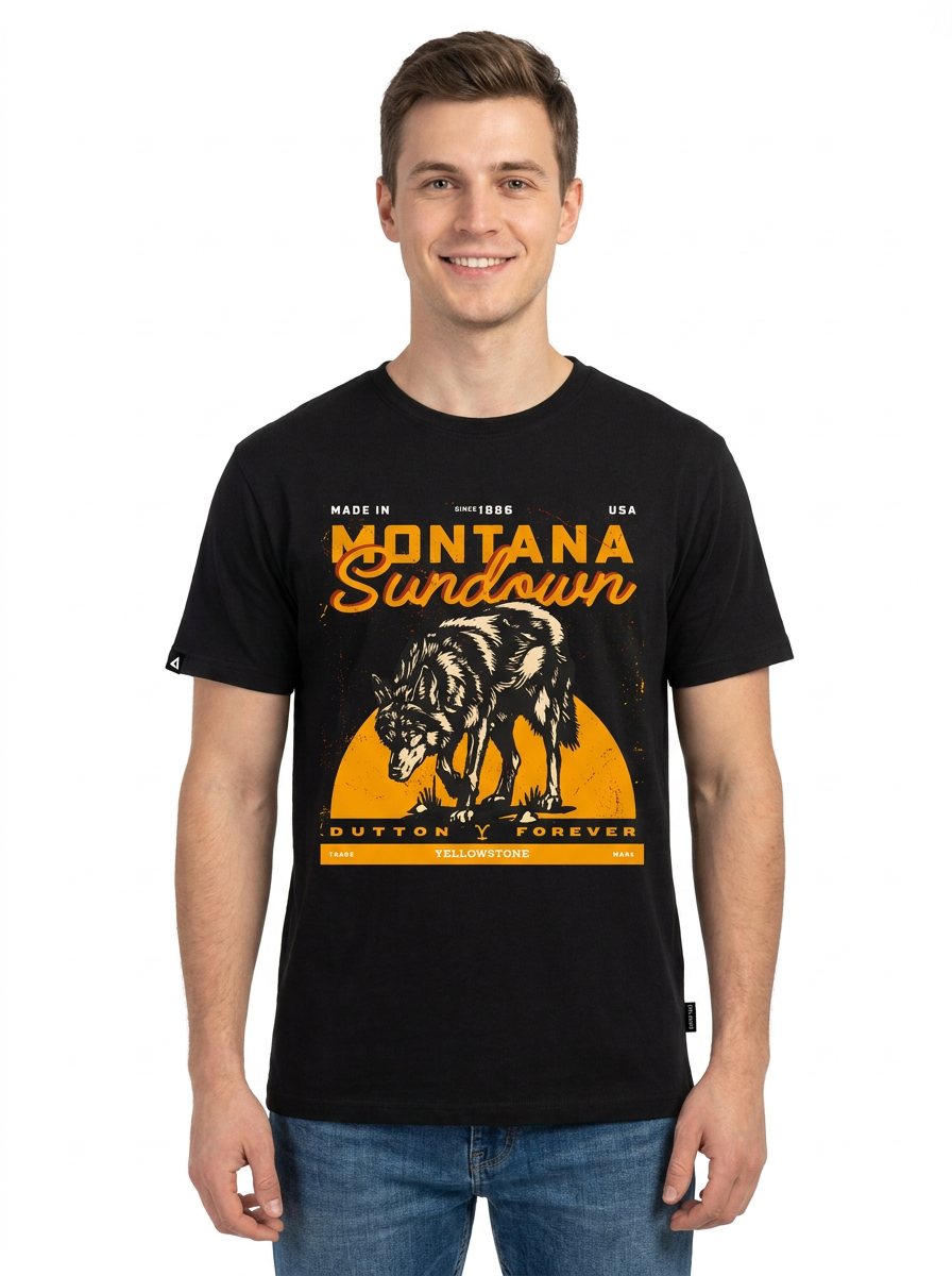 Playera Yellowstone Hombre Mujer Negro Paramount Original Montana Sundown
