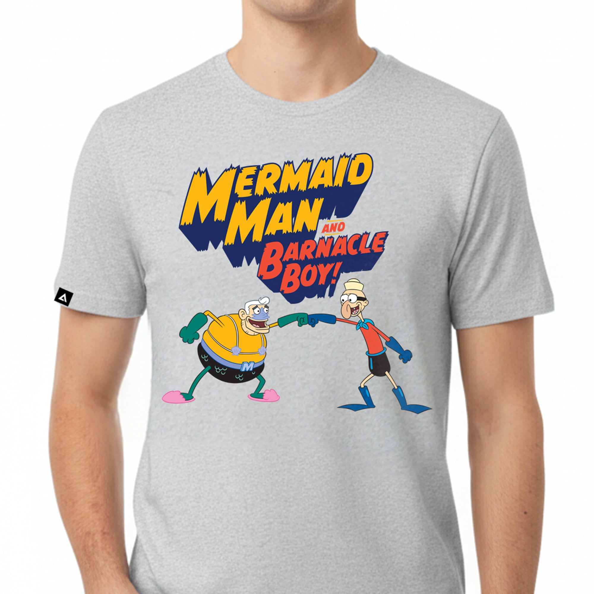 Playera Bob Esponja Hombre Mujer Gris Mermaid Man and Barnacle Boy