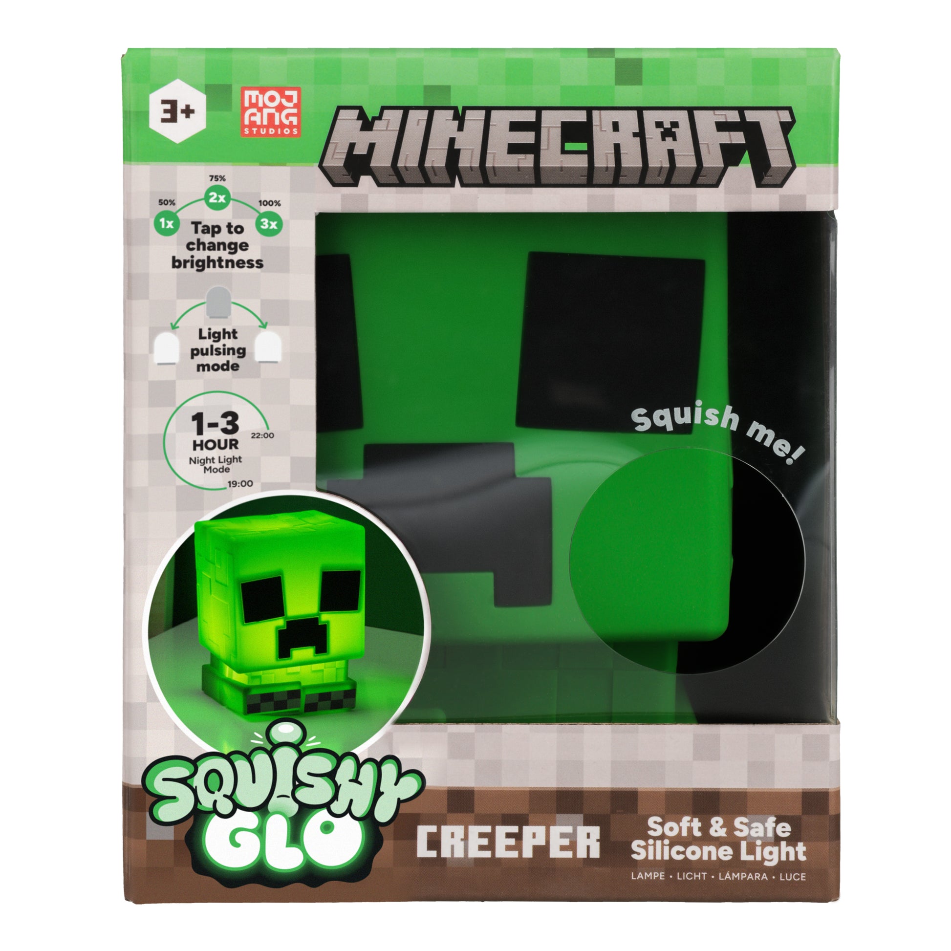 Lámpara Minecraft Creeper SquishyGlo Recargable Luz de Noche Original - Fan Army