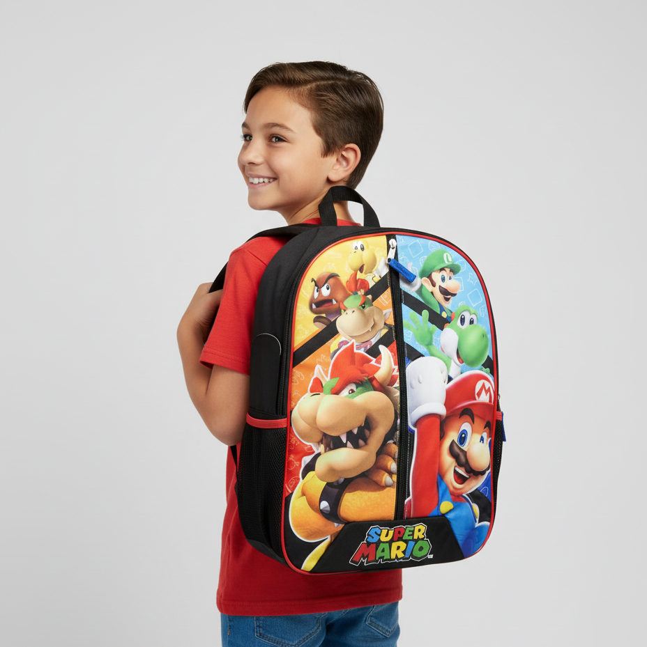 Mochila Super Mario Bros- Personajes Mario Yoshi Luigi Bowser - Fan Army