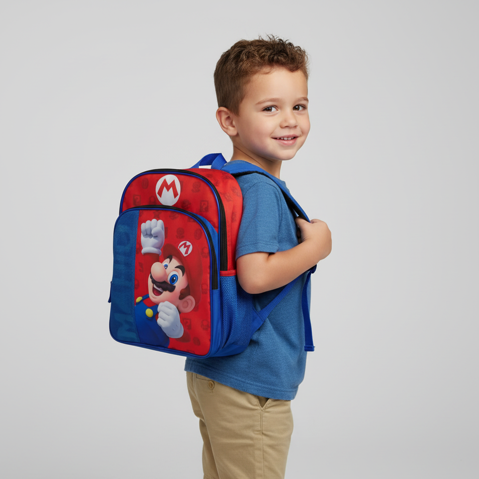 Super Mario Mini Mochila Para Niños Mesh Original MARIO - Fan Army