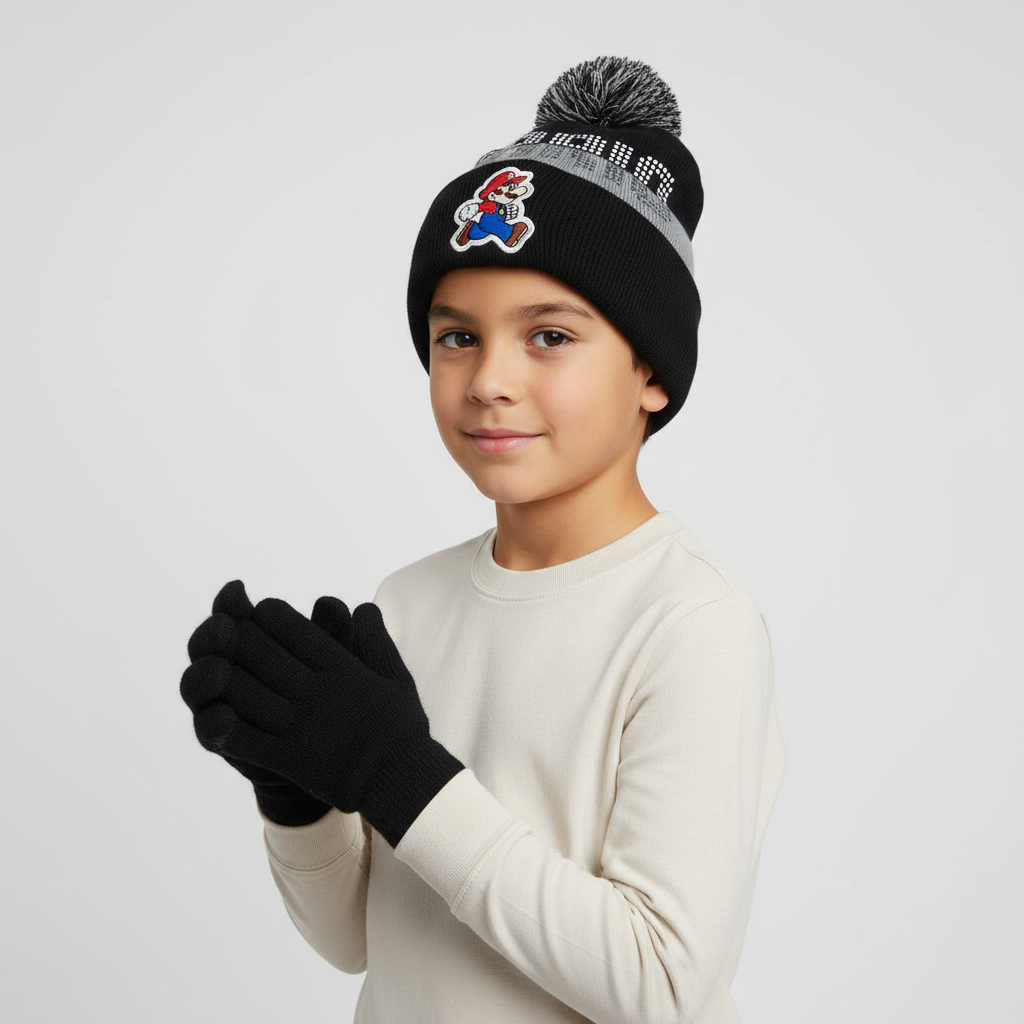 Beanie con guantes Super Mario Walking Pompón - Fan Army