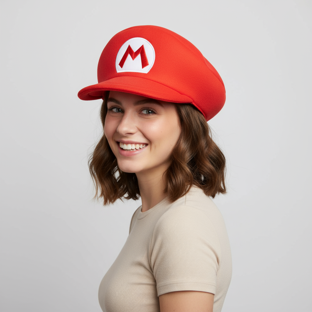 Gorra Super Mario | Cosplay Mario "M" Disfraz Rojo, Producto Oficial de Nintendo - Bioworld - Fan Army