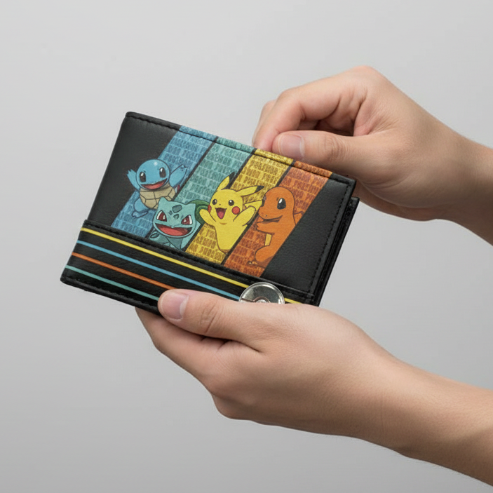 Cartera Pokémon, Squirtle, Charizard y Balbusar Original - Fan Army