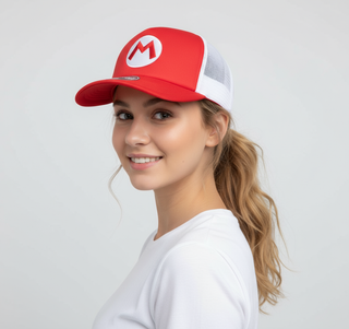 Super Mario | Gorra Mario "M" Ajustable con Visera Curva, Roja y Gris, Producto Oficial de Nintendo - Bioworld - Fan Army