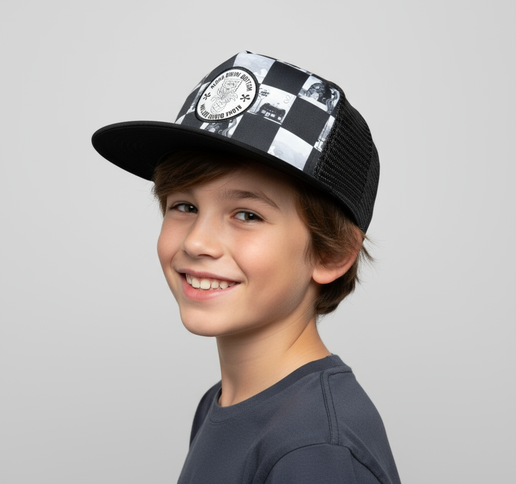 Gorra Bob Esponja Fondo de Bikini Blanco y Negro - Fan Army