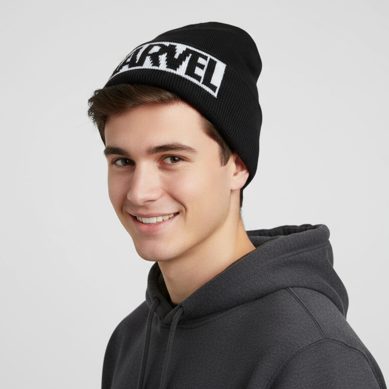 Beanie Marvel Blanco y Negro - Fan Army