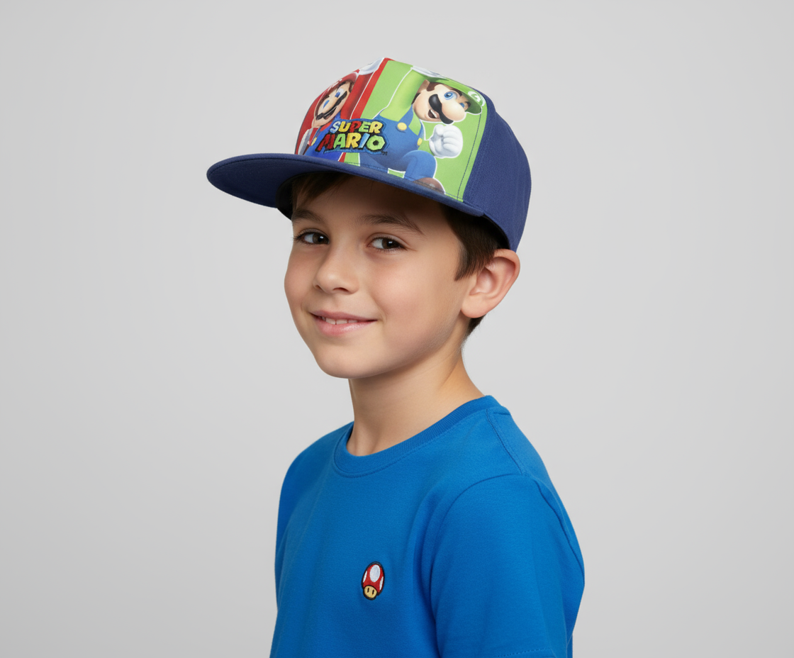 Bioworld Gorra para niños Mario y Luigi - Visera Plana, Diseño Colorido, Licencia Oficial Nintendo - Fan Army
