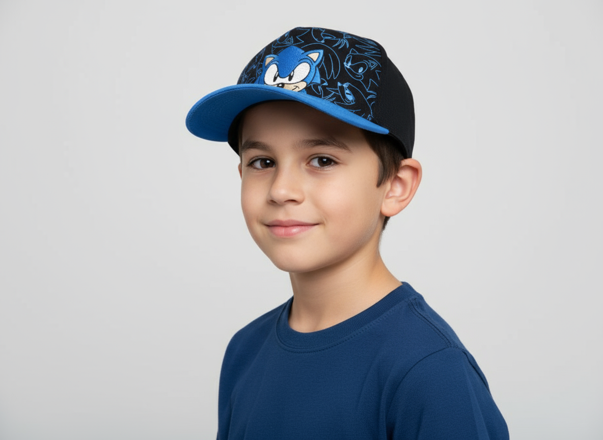Sonic Gorra para niños ajustable negra con cara y diseño - Fan Army