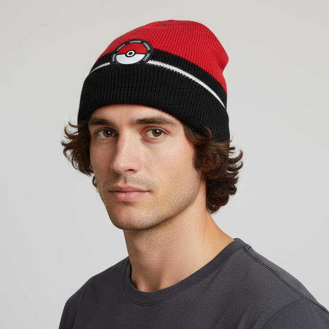 Beanie Pokemon Tricolor con Pokebola - Fan Army