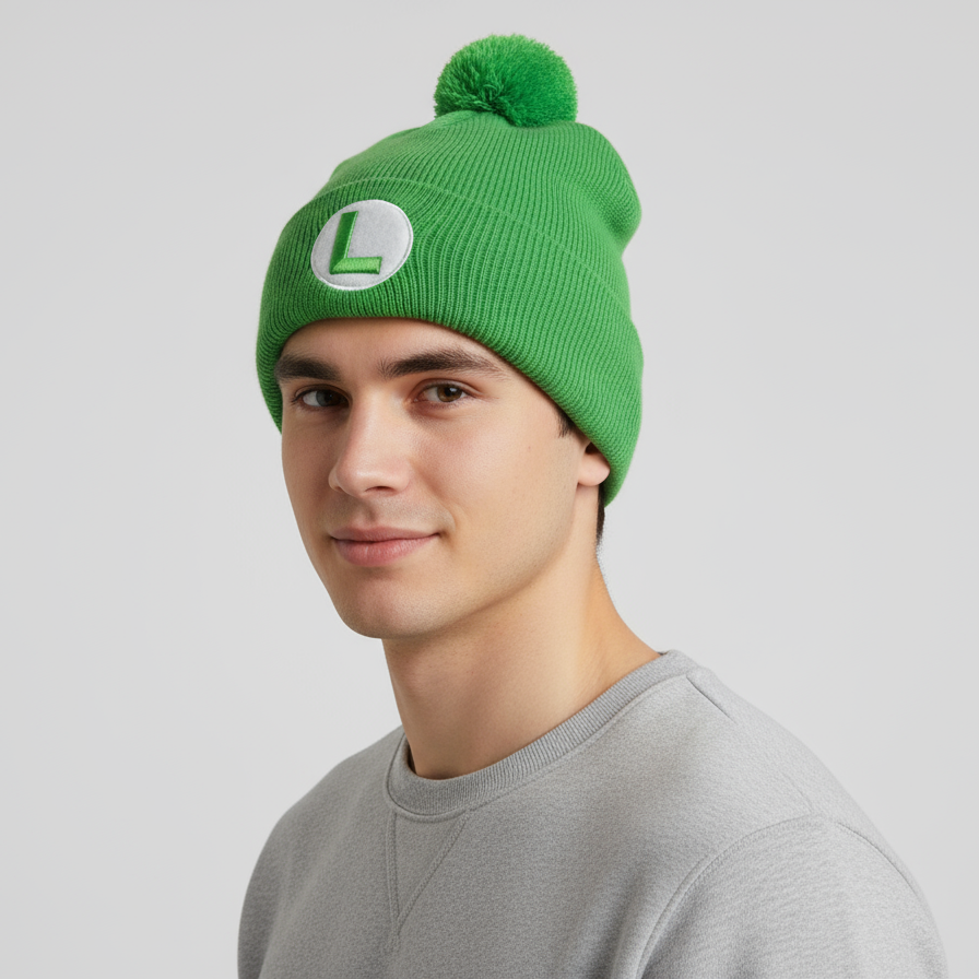 Gorro Luigi Super Mario Bros Nintendo, Beanie para Frío Verde - Fan Army