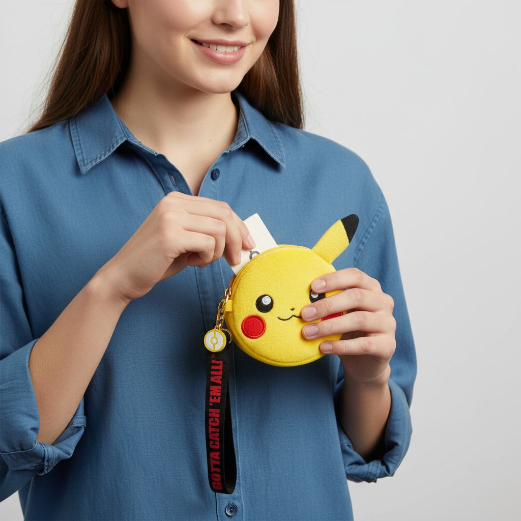 Monedero Pokémon Pikachu de Felpa con Correa - Fan Army