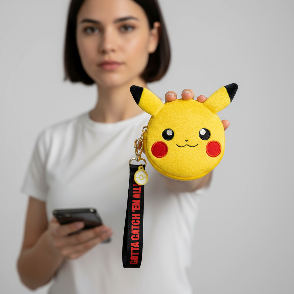 Monedero Pokémon Pikachu de Felpa con Correa - Fan Army