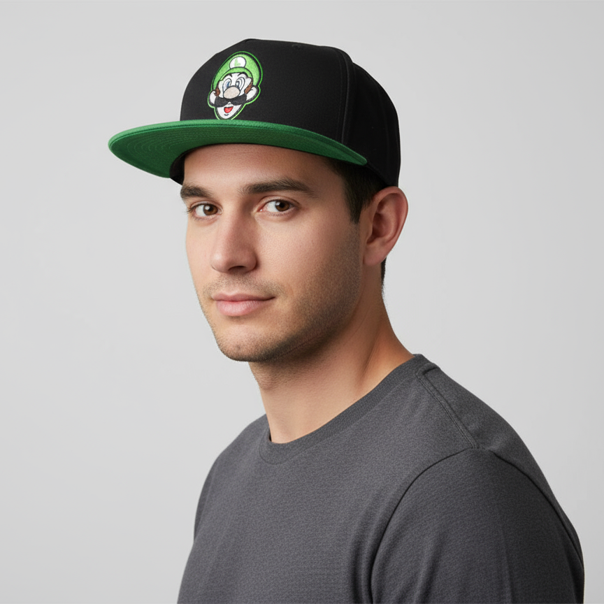 Gorra Luigi Nintendo Visera Plana de Super Mario para hombre y mujer - Fan Army