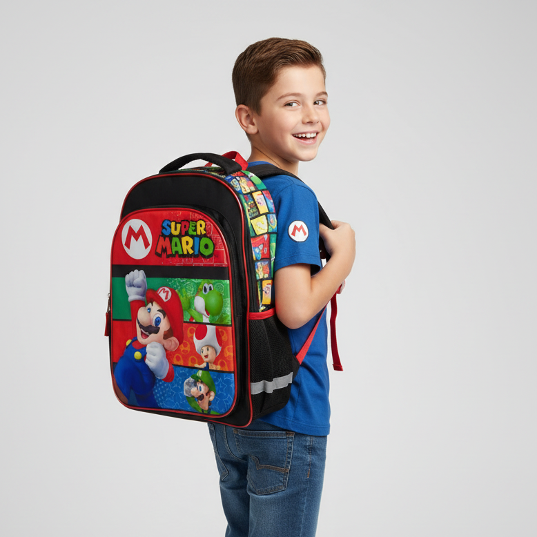 Super Mario Mochila Para Niños Escolar Stirpes Bioworld - Fan Army