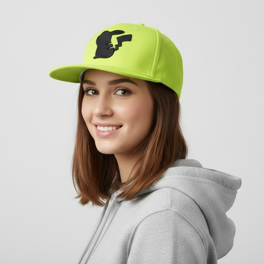 Gorra Plana Pikachu Silueta Pokemon Amarilla Neon Oficial - Fan Army