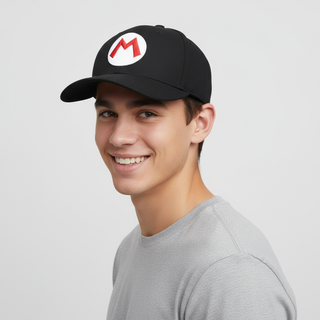 Bioworld Gorra Snapback Negra Super Mario Bros Mario, Logo 'M' Bordado, Unisex, Nintendo Oficial - Fan Army