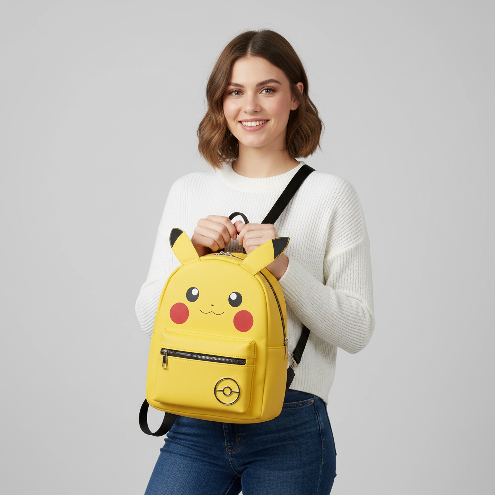 Bioworld Mochila Mini Pikachu con Orejas - Pokemon, Amarilla, PU y Poliéster, Producto Oficial Pokémon - Fan Army
