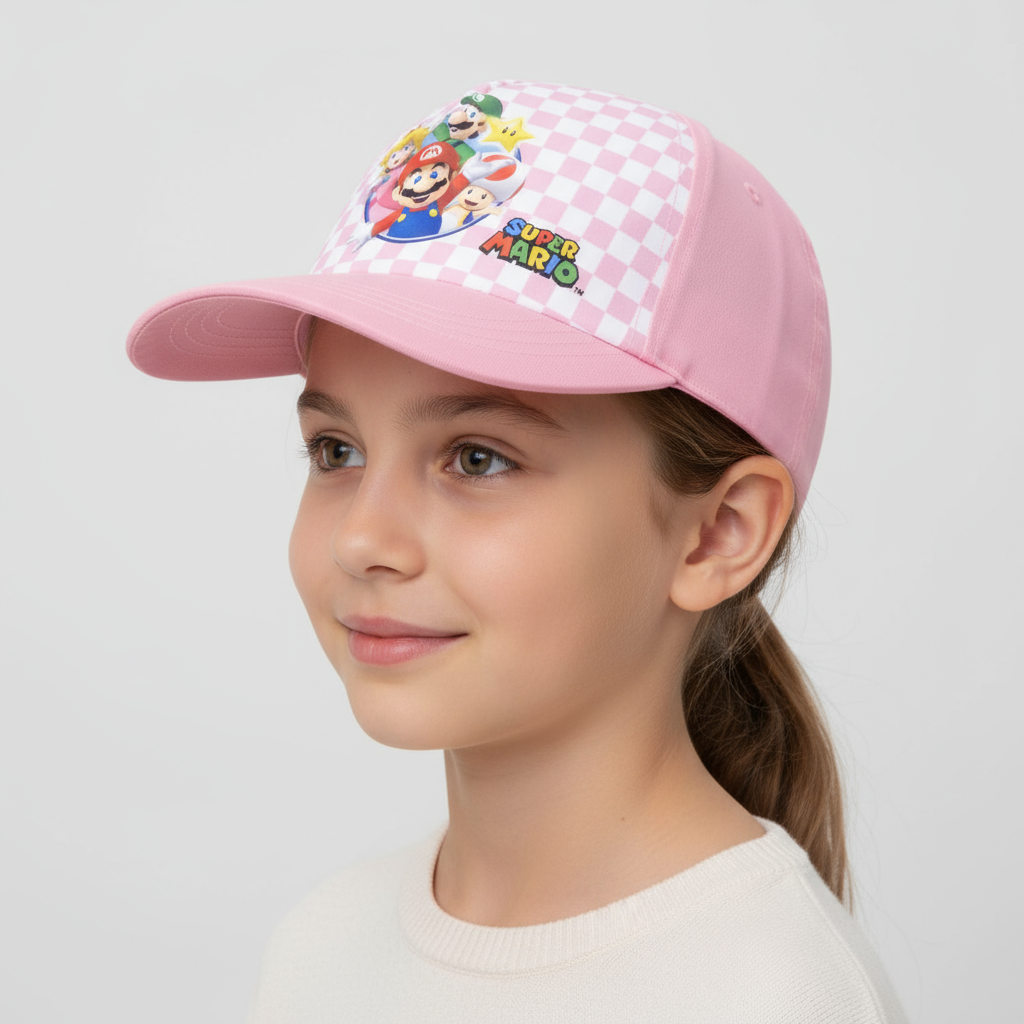 Bioworld Gorra Trucker Super Mario - Ajustable Clásico con Mario, Luigi, Peach, Yoshi, Rosa y Blanca, Unisex Adulto - Fan Army