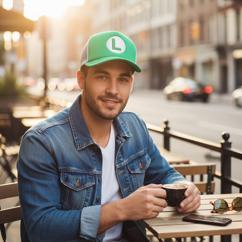 Super Mario | Gorra Luigi "L" Ajustable con Visera Curva, Verde y Gris, Producto Oficial de Nintendo - Bioworld - Fan Army