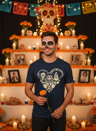 Playera Coco Hombre Mujer Azul Marino Disney Pixar Original Ernesto, Miguel y Héctor - Fan Army