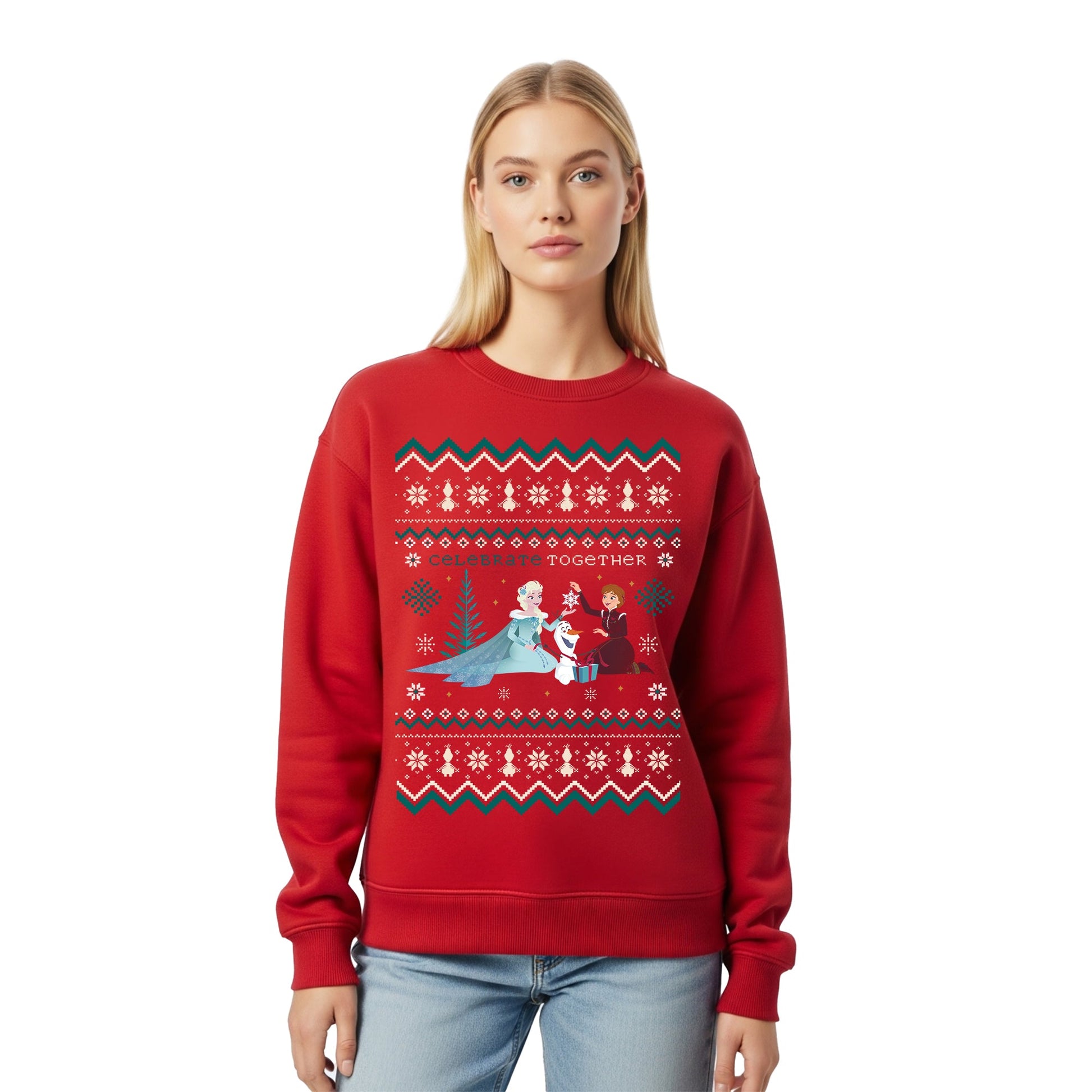 Sudadera Frozen Hombre Mujer Rojo Disney Original Ugly Sweater Olaf - Fan Army