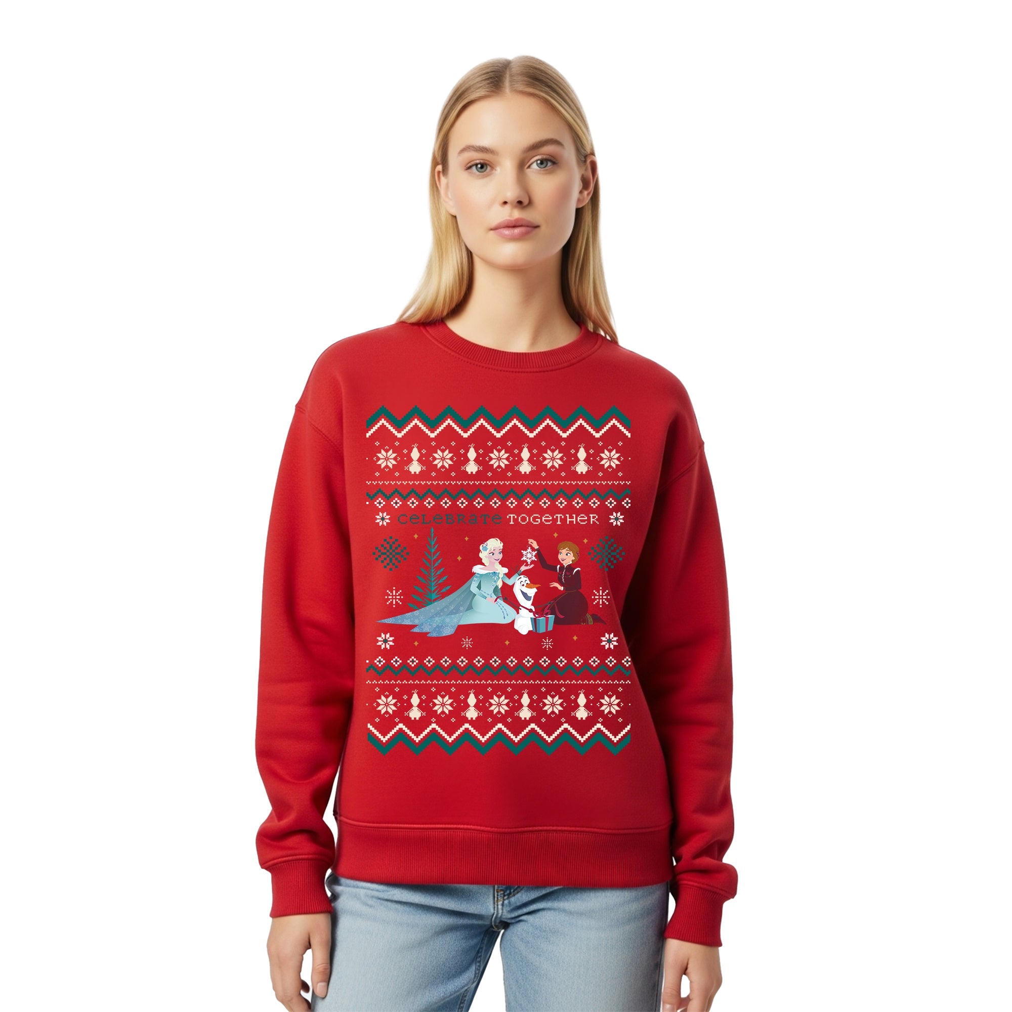 Sudadera Frozen Hombre Mujer Rojo Disney Original Ugly Sweater Olaf - Fan Army