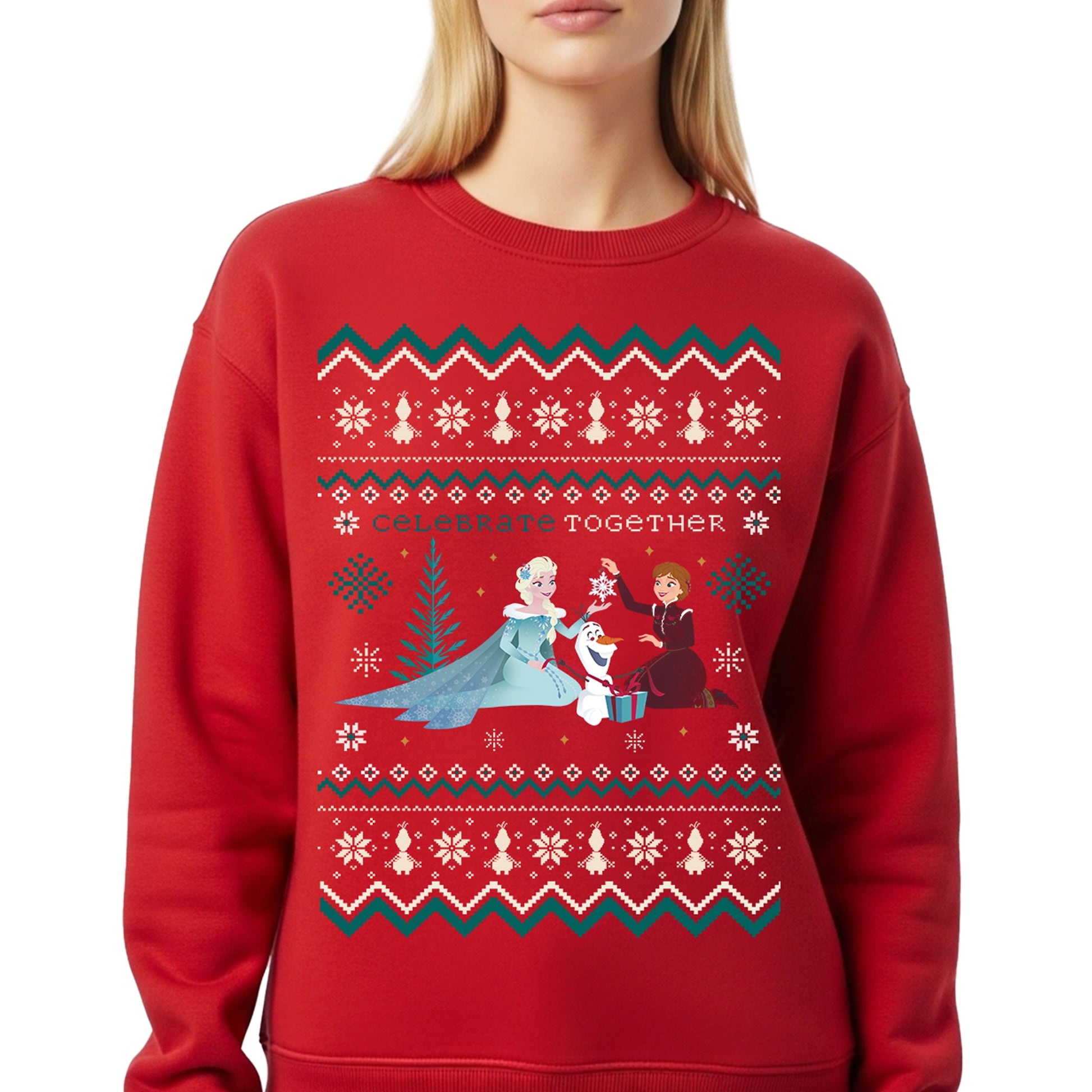 Sudadera Frozen Hombre Mujer Rojo Disney Original Ugly Sweater Olaf - Fan Army
