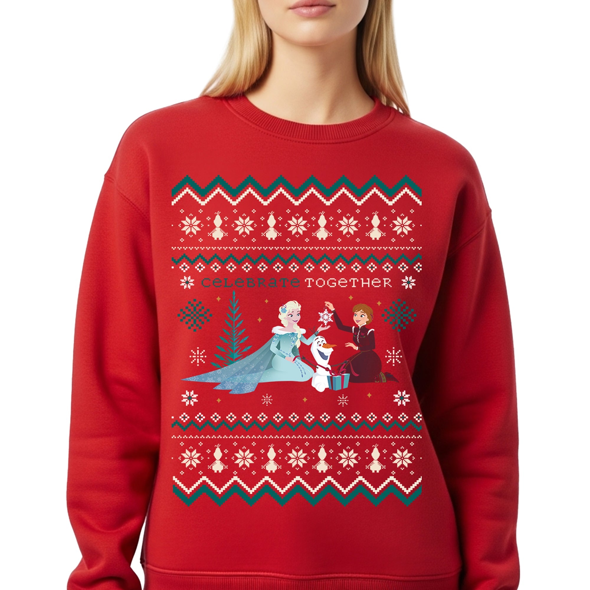 Sudadera Frozen Hombre Mujer Rojo Disney Original Ugly Sweater Olaf - Fan Army